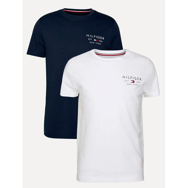 Kit Camiseta Tommy Hilfiger Logo Azul Marinho/branco Kit Camiseta Tommy Hilfiger Logo Azul Marinho/branco