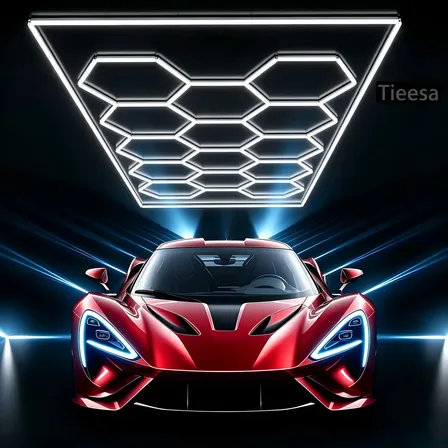 Luminaria Hexagonal LED, Colmeia Luzes de Garagem 14 Células com Moldura Alta Potência 600W para grandes 45 m² Bivolt para Showroom Oficina Barbearia Estúdio Academia Tieesa