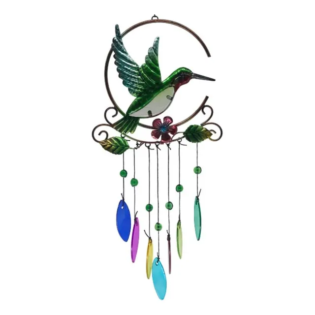 Colgante Jardín Colibrí Arco Iris Vidrio Y Cobre 