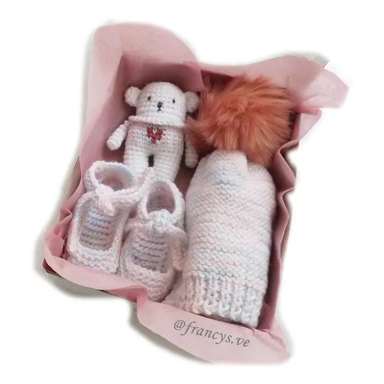 Conjunto Tejido Para Bebé Niña 3 Piezas