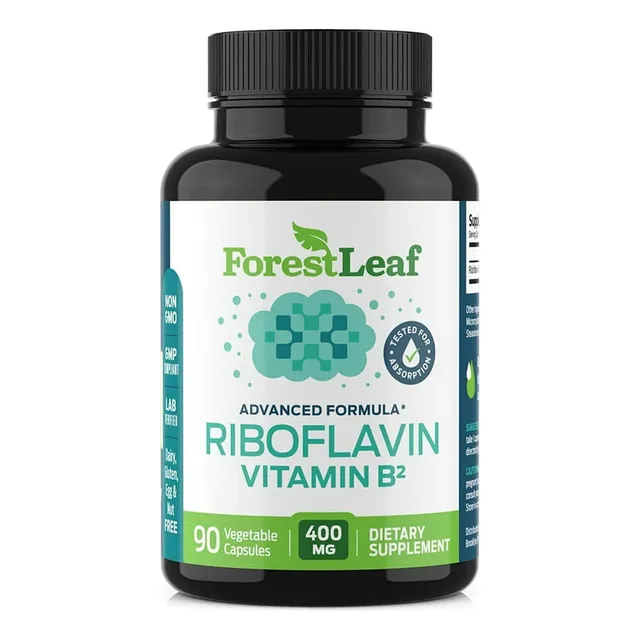 Riboflavina B2, Forest Leaf, 1 Al Día 400mg, 90 Caps, U S A.