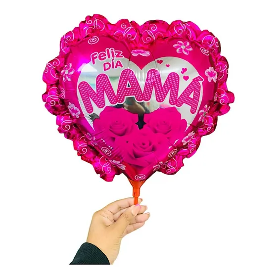 X20 Globos Metalicos X Mayor Feliz Dia Mama Con Varilla 35cm