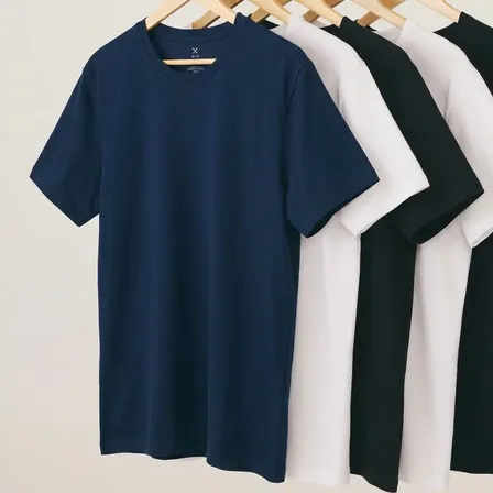 Kit 5 Camisetas Masculinas Básicas Hering Dia A Dia Original 2 Preto 2 Branco 1 Marinho M