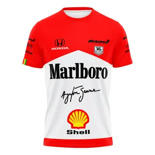 Camiseta Mclaren Marlboro Senna F1 Dry Fit Para Academia Camiseta Mclaren Marlboro Senna F1 Dry Fit Para Academia