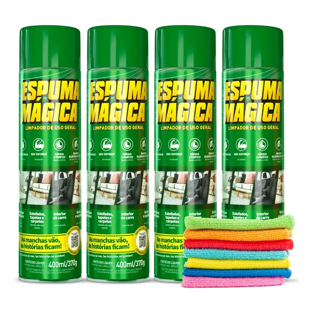 Kit 4 Produto P/ Limpar Sofá Carro Espuma Mágica Grátis Pano