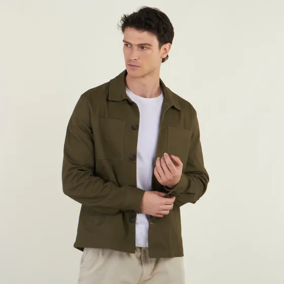 Camisaco Hombre Kevingston Owen Gabardina Verde Militar