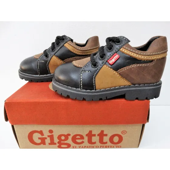 Zapato Gigetto Tipo Casual Niño Talla 23 Color Marrón Nuevo!