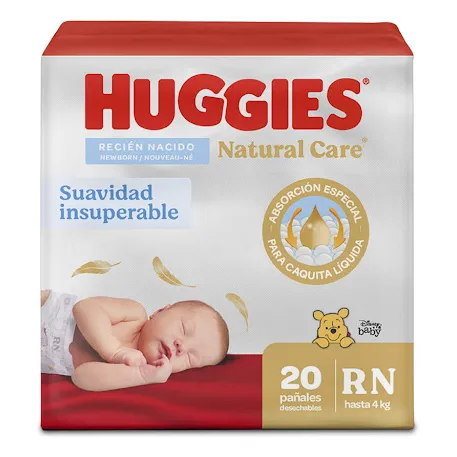 Pañales Huggies Natural Care Talla Rn 20 Und - Bulto 4 Paq