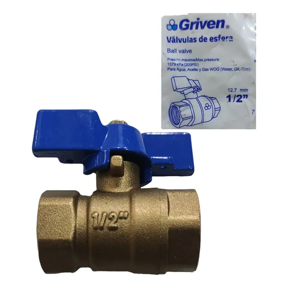 Llave De Bola Pase Rápido 1/2 Tipo Mariposa Bronce Griven