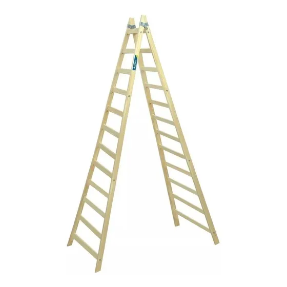 Escalera Pintor Madera Reforzada 12 Escalones Alpina Color Marrón claro