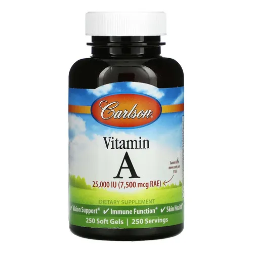 Carlson Labs Vitamina A 25,000 Iu 250 Capsulas Blandas Sabor Sin Sabor