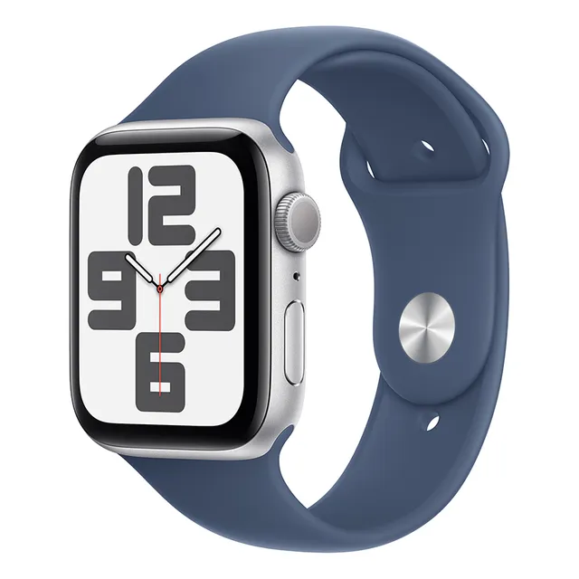 Apple Watch SE GPS • Caja de aluminio color plata de 44 mm • Correa deportiva azul denim - S/M - Distribuidor Autorizado