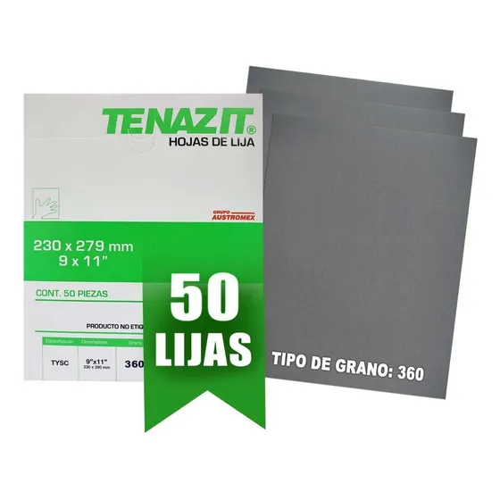 Hojas Lija De Agua Uso Manual Tenazit 2749 50pzs Grano 360