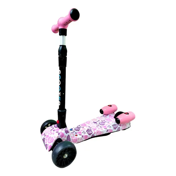 Patineta Scooter Con Humo Para Niños Luces Color Graffity Color Morada Flores Morada