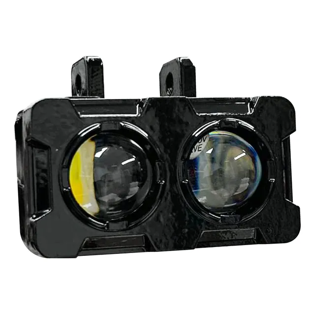 Faro Led Doble Lupa Rectangular Blanco/ambar Para Moto Carro