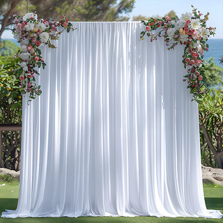 Cortina Con Telón De Fondo Color Marfil Para Fiestas, Bodas Cortina Con Telón De Fondo Color Marfil Para Fiestas, Bodas