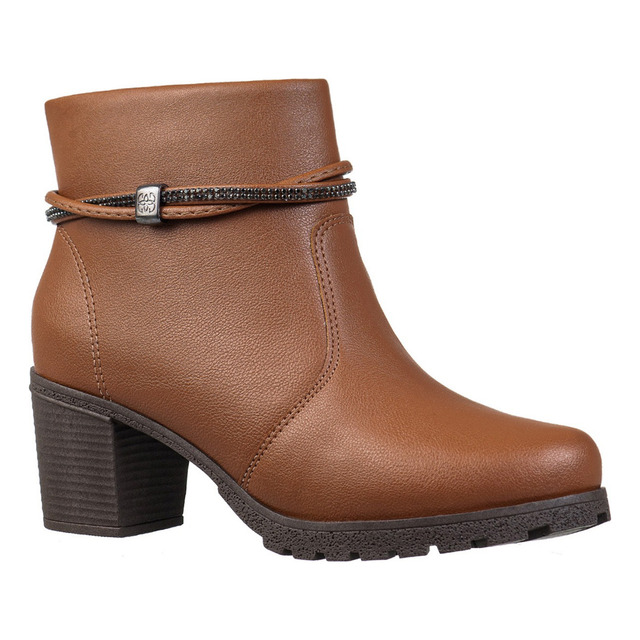 Bota Casual Cano Curto Zíper Salto Médio Macio Detalhe Gigil Bota Casual Cano Curto Zíper Salto Médio Macio Detalhe Gigil