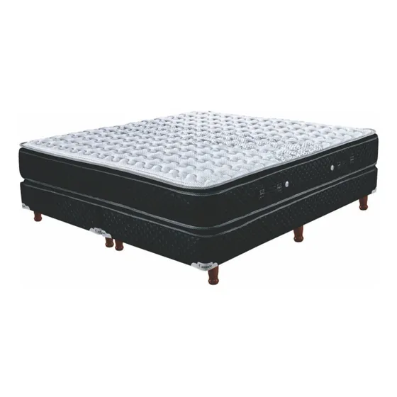 Sommier Americana Cannon resortes Doral Pillow Top King de 200cm y 200cm negro y blanco con base dividida
