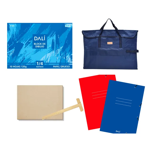 Combo Dibujo Tabla Funda Regla T Hojas Y Carpeta
