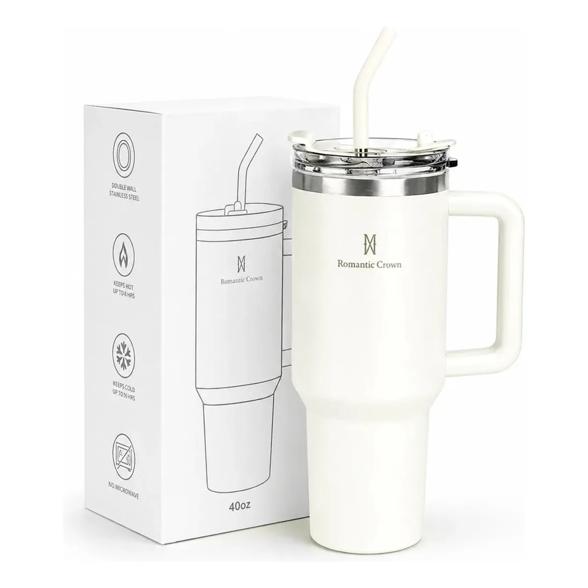 Copo Térmico Gigante 1,2l Inox Com Tampa E Inox Canudo Cor Branco Cor Pura / Material Fosco Copo Térmico Gigante 1,2l Inox Com Tampa E Inox Canudo Cor Branco Cor Pura / Material Fosco
