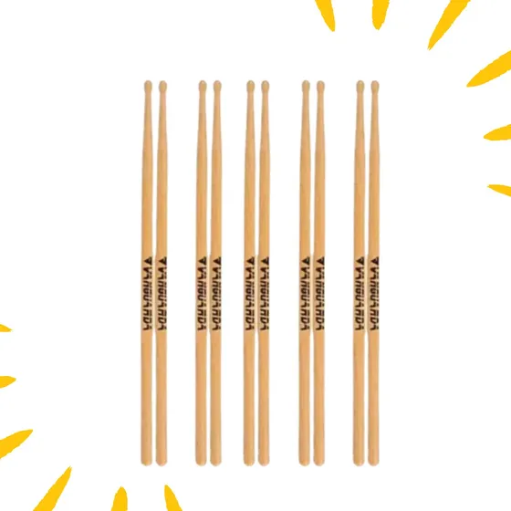 Kit 5 Pares De Baquetas De Bateria Profissional Vanguarda