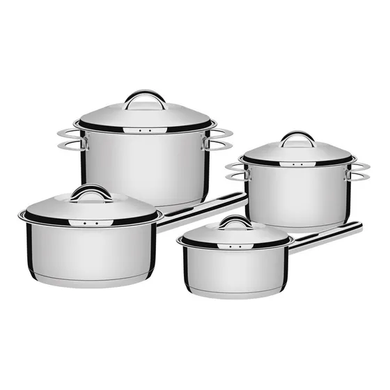 Bateria Cocina 4 Piezas Tramontina Solar Triple Fondo Acero.