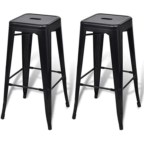 Set X2 Banqueta Taburete Tolix Banco Alto Barra Bar Vintage Color Negro