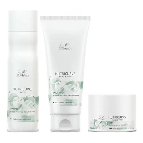 Shampoo Ondas + Acondicionador + Mascarilla Wella Nutricurls