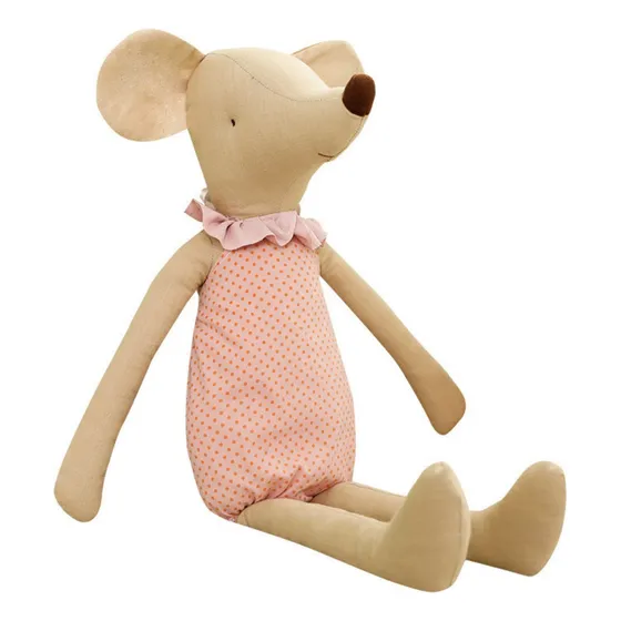 Peluche Infantil Diseño Retro Ratón Con Ropa Chico Color Rosa