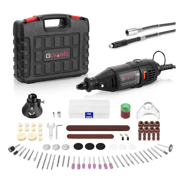 GOXAWEE® Mini Taladro Mototool Pulido Potencia 130 W Flex Shaftcon 120pcs accesorios conjunto de taladro eléctrico de velocidad Variable para proyectos artesanales y creaciones de bricolaje