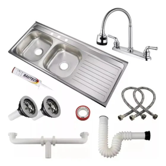 Kit Tarja Doble Tina Sobreponer Escurridor Derecho Sellador Color Plateado