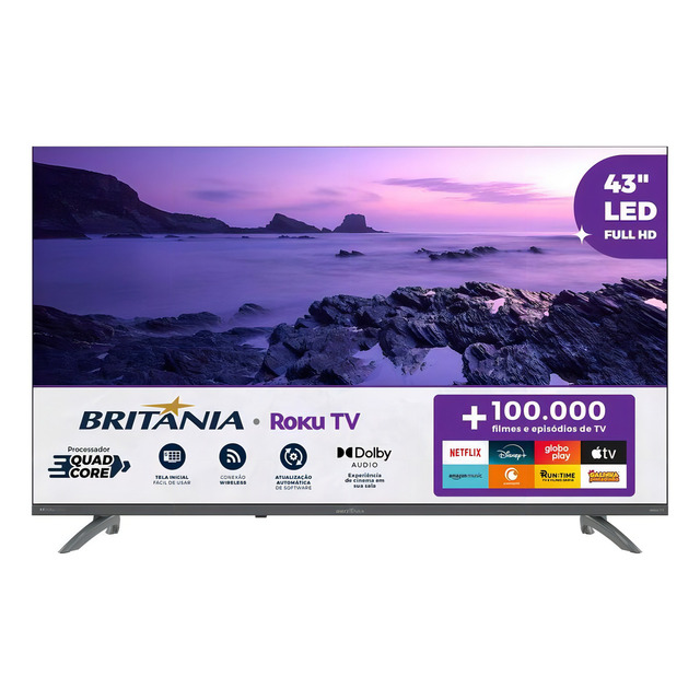 Smart Tv 43 Britânia Btv43va4regb Roku Tv Led Dolby Audio Smart Tv 43 Britânia Btv43va4regb Roku Tv Led Dolby Audio
