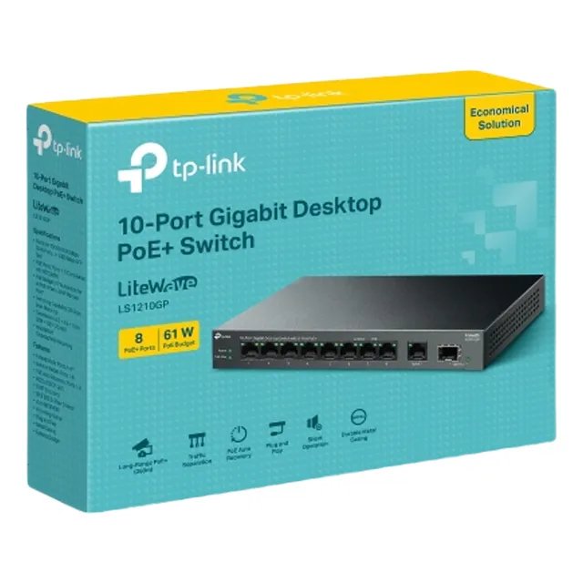 Switch 10 Puertos Gigabit Con 8 Puertos Poe+ 1 Sfp Ls1210gp