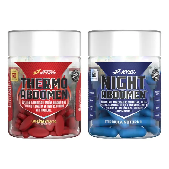 Combo Suplementos Abdomen Dia E Noite 120 Caps Bodyaction Sabor Sem sabor