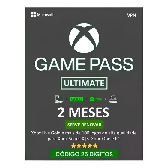 Xbox Game Pass Ultimate 2 Meses Código 25 Original