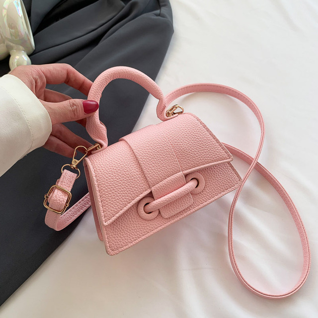 Mini Bolsa Tiracolo Quadrada Feminina Pu Street Fashion Rosa Mini Bolsa Tiracolo Quadrada Feminina Pu Street Fashion Rosa