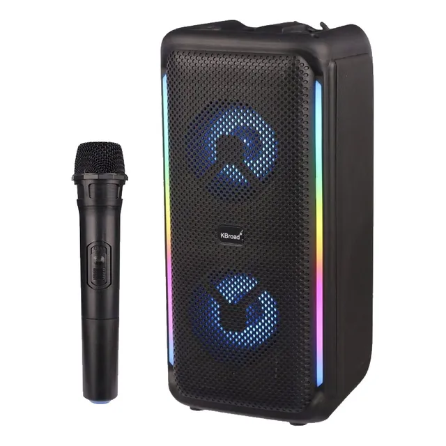 Bocina Bluetooth 8in Karaoke/aux/usb Luz Led Rgb Y Micrófono