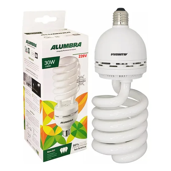 Lâmpada Compacta Espiral 30w 220v E27 Branco Frio Alumbra