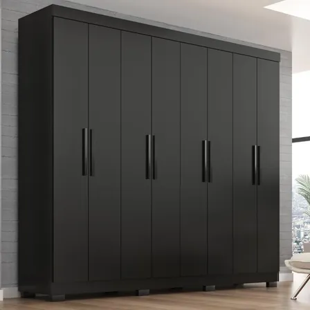 Guarda Roupa Casal Lisboa 8 Portas 4 Gavetas  Com Pés