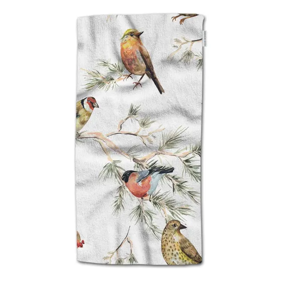 Toalla Mano Diseño Pajaro Acuarela Estilo Vintage Ideal Para