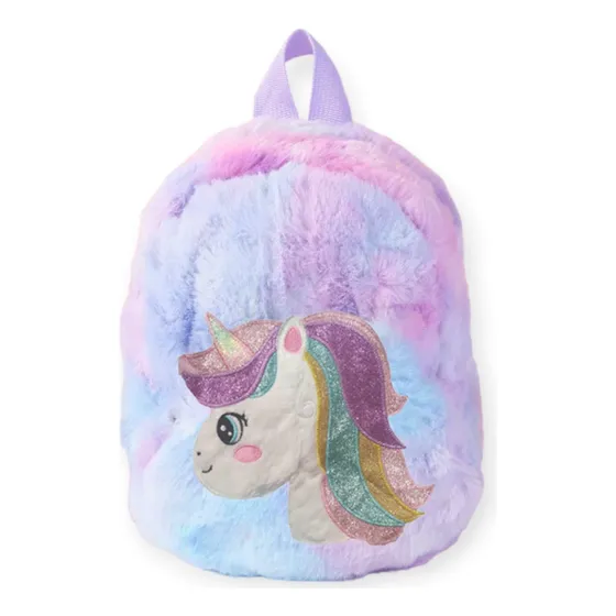 Morral Peluche Uniconio Peludo Bicolor 2 Bolsillos Ajustable