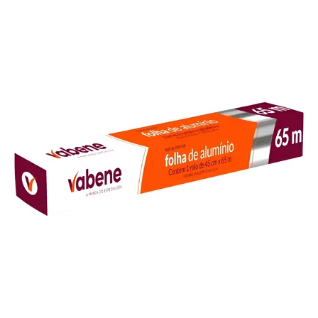 Papel Alumínio Vabene Rolo 45cm X 65mts