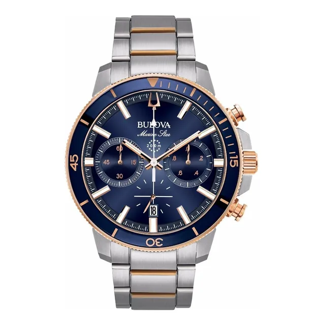 Bulova Marine Star Con Cronógrafo Para Hombre 98b301 Color de la correa Plateado Color del bisel Azul Color del fondo Azul