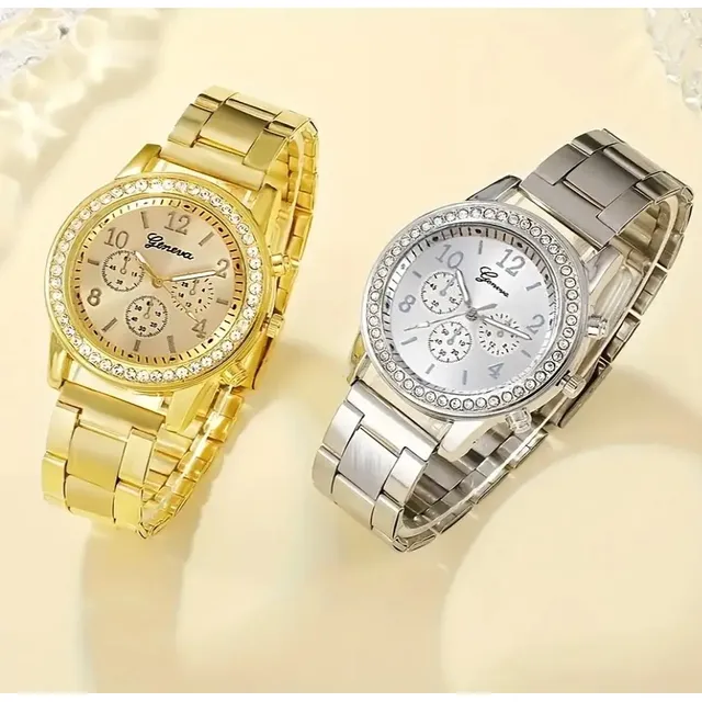 Reloj De Pulsera Geneva Modelo Clásico/diamantes 