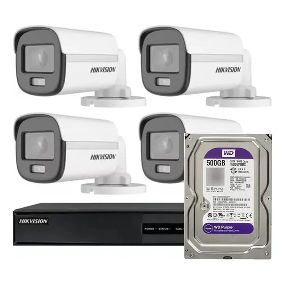 Kit Seguridad Hikvision 4ch + 4 Cam 3k + Disco 500g