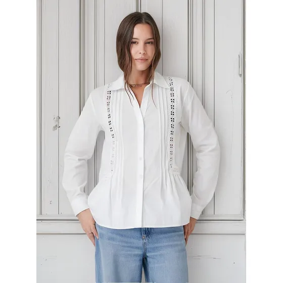 Camisa Blanca Rubi Tablitas Con Guipiur Guk4074 Arizona