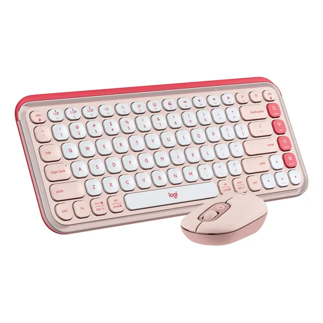 Kit Teclado Y Mouse Logitech Pop Icon, Español, Rosado Mouse Rosa Teclado Rosa