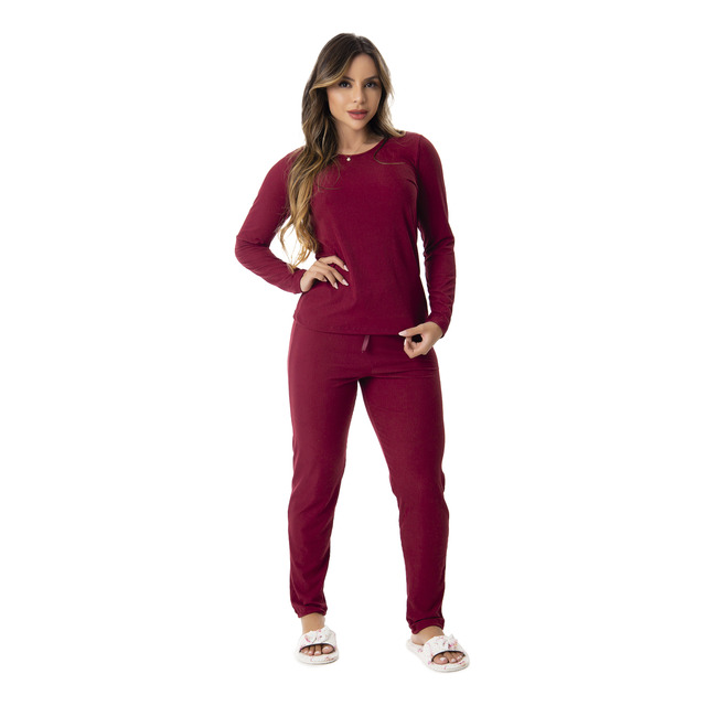 Pijama Longo Feminino Pijama De Frio Feminino Canelado Pijama Longo Feminino Pijama De Frio Feminino Canelado