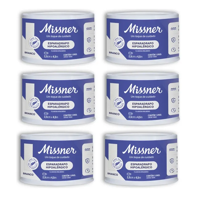 Esparadrapo Fita Impermeável Hipoalérgico 2,5cmx4,5m - 6 Uni