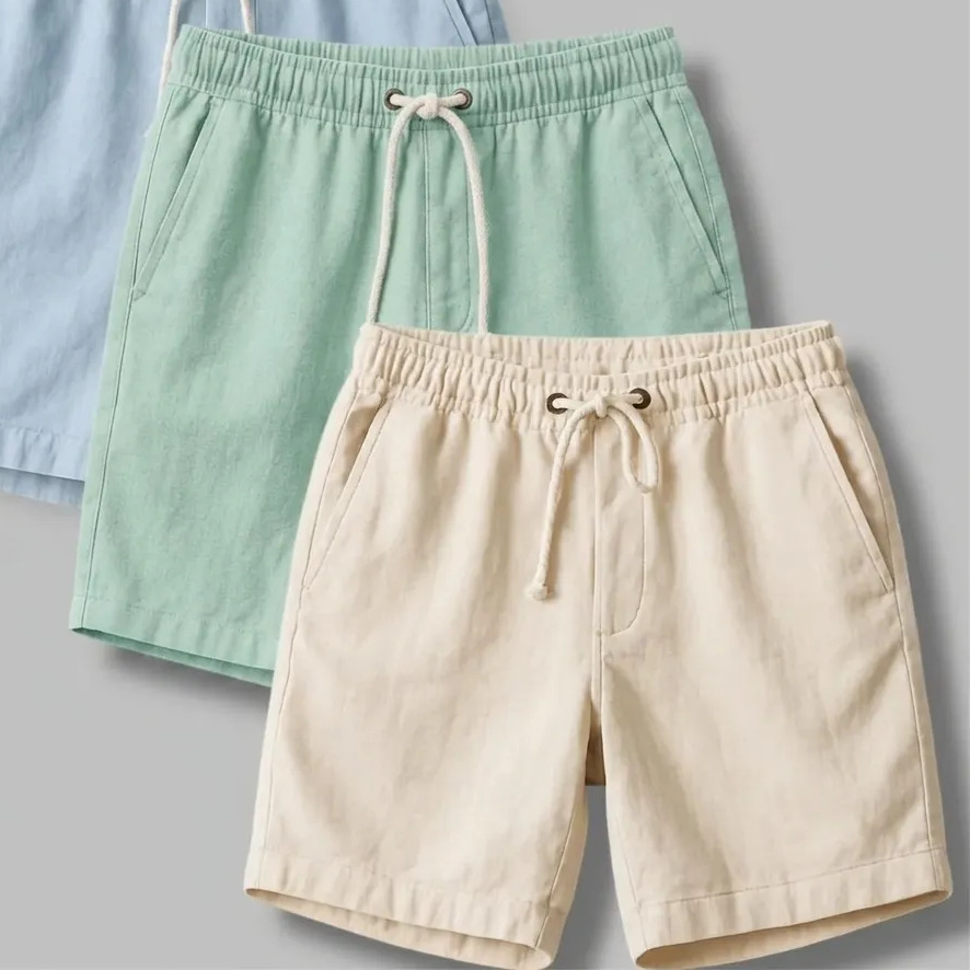 Kit 3 Shorts Masculinos em Linho para Verao